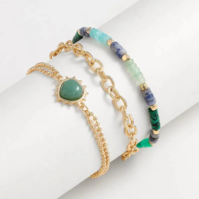 Heart Triple-Layered Bracelet Gum Leaf One Size Bracelets - Tophatter Daily Deals